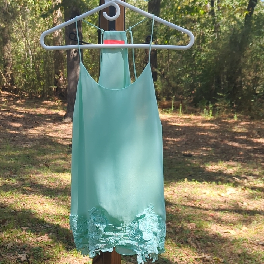 Lulumari Light Green Top with Lace Detail